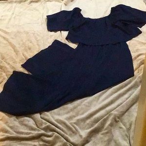 Sugar + Lips~ Women’s Off the Shoulders Romper~ Navy~ Size Medium